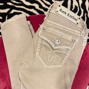 Rock Revival Women's Beige Straight Leg Jeans